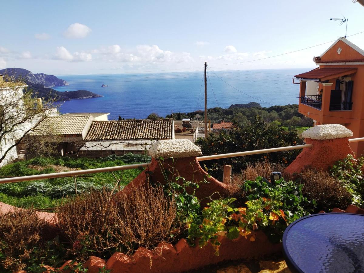 Traditional Panoramic Sea View House Lákones Exterior foto