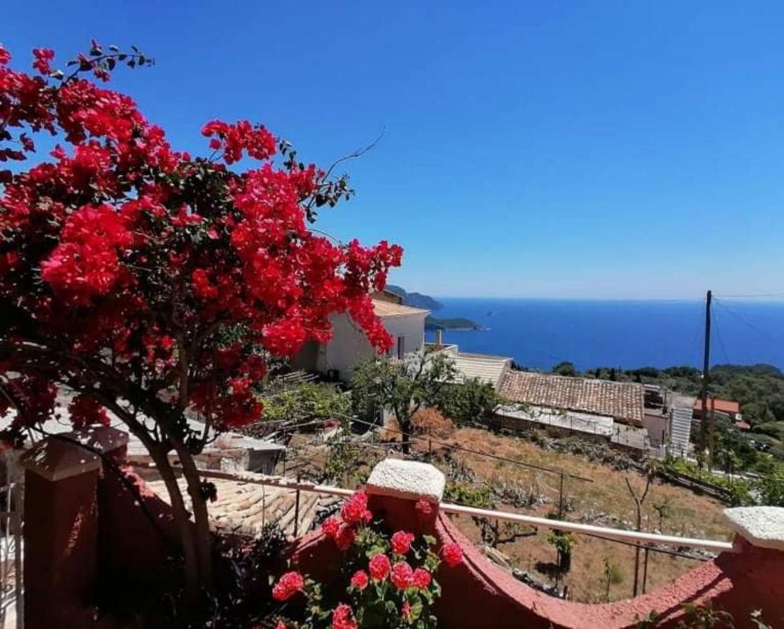 Traditional Panoramic Sea View House Lákones Exterior foto