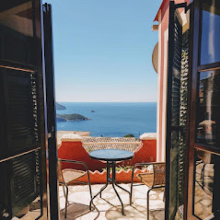 Traditional Panoramic Sea View House Lákones Exterior foto